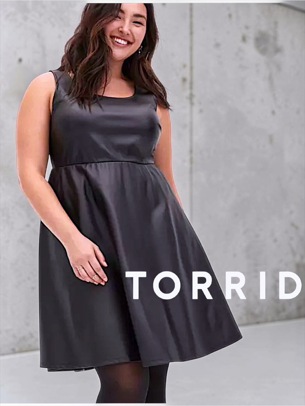 Torrid Black Faux Leather Fit & Flare Dress